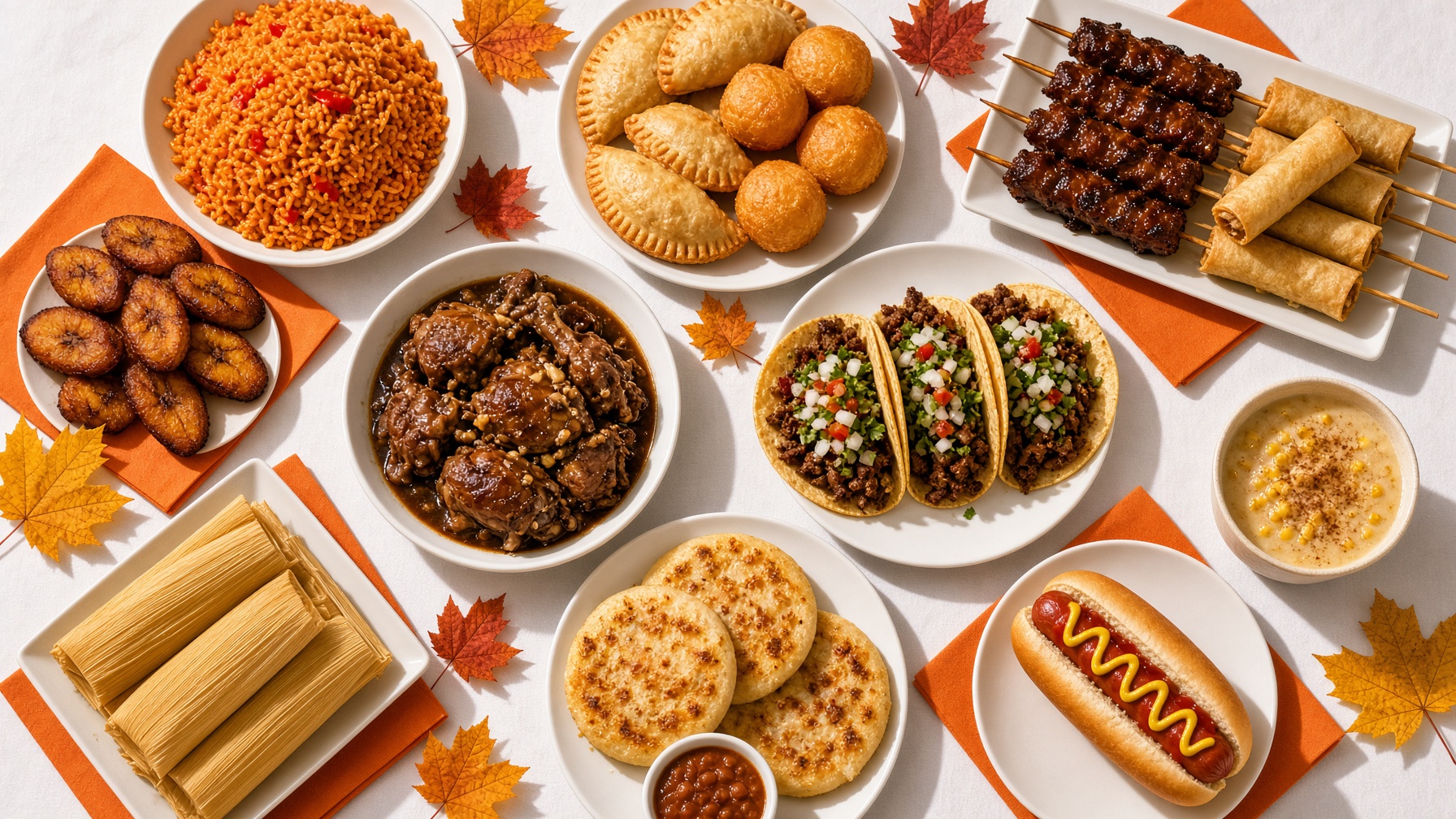 Festival dishes on a white table