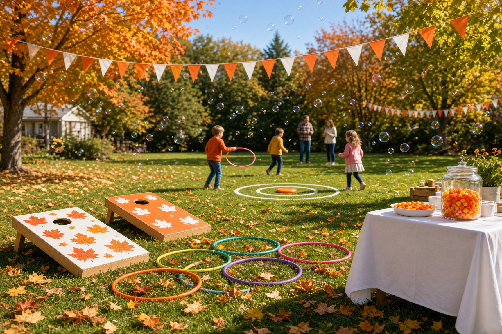 Lawn games on an autumn field